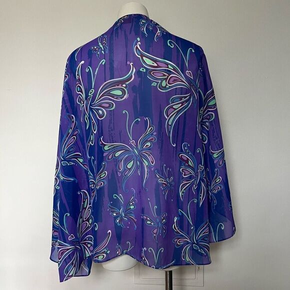 Bob Mackie Butterfly waterfall Top - Picture 2 of 8